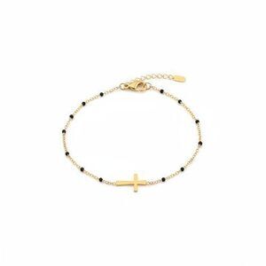 5009 18K Gold Plated Beaded Cross Bracelet Christian Crucifix Rosary Cross